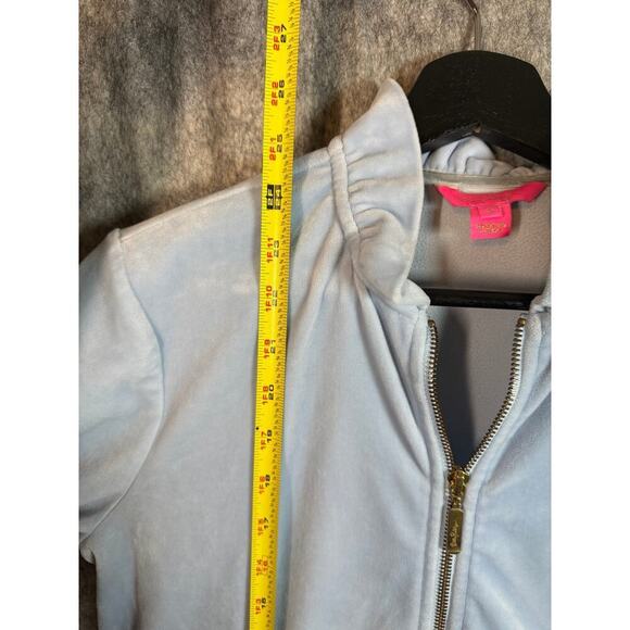 Lilly Pulitzer Jayla Velour Ruffle Neck Zip Up Crew Blue Size Small EUC - 000078 - Picture 10 of 10